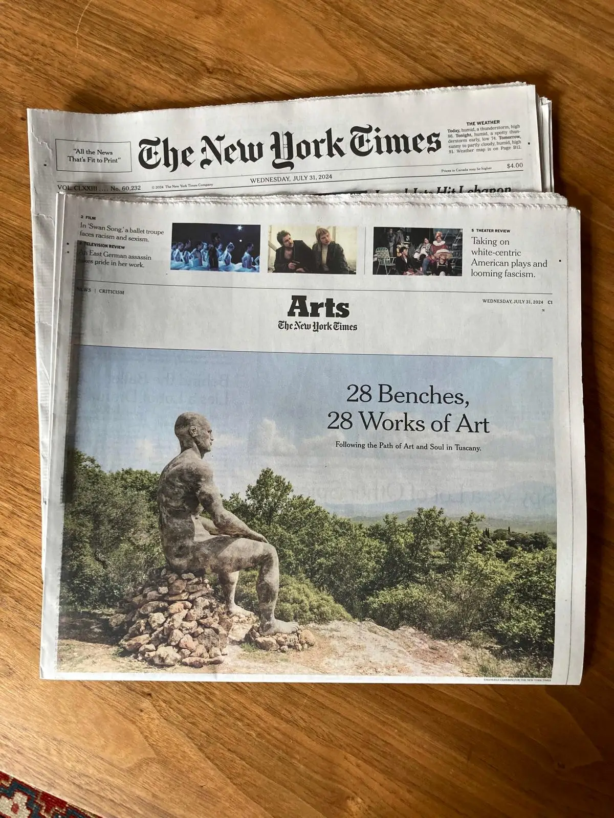 The New York Times, Arts, 31 luglio 2024, con Il Guardiano della Valle