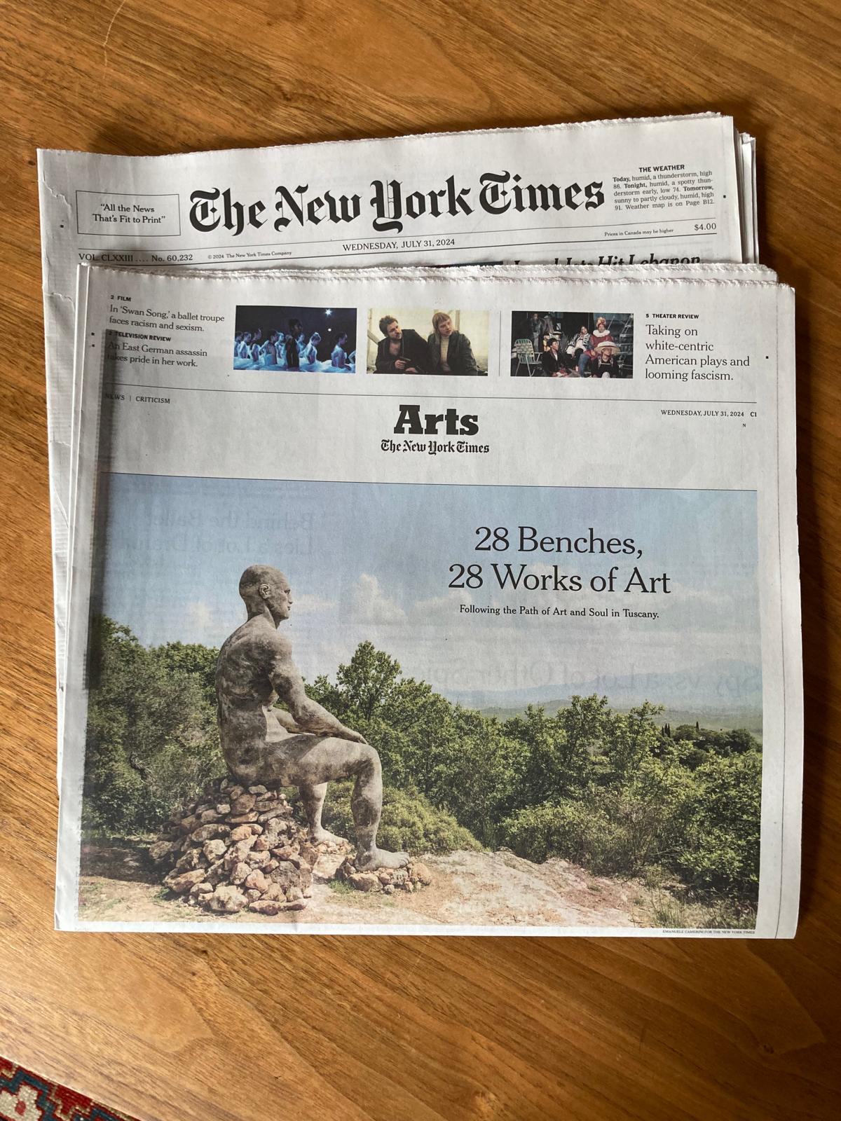 The New York Times, Arts, 31 luglio 2024, con Il Guardiano della Valle